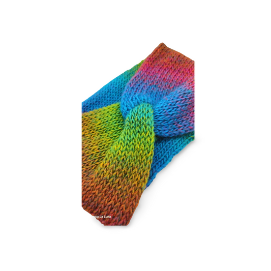 Electric Rainbow Twist Headband - Bianca La Luna Knits