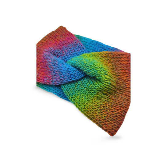 Electric Rainbow Twist Headband - Bianca La Luna Knits