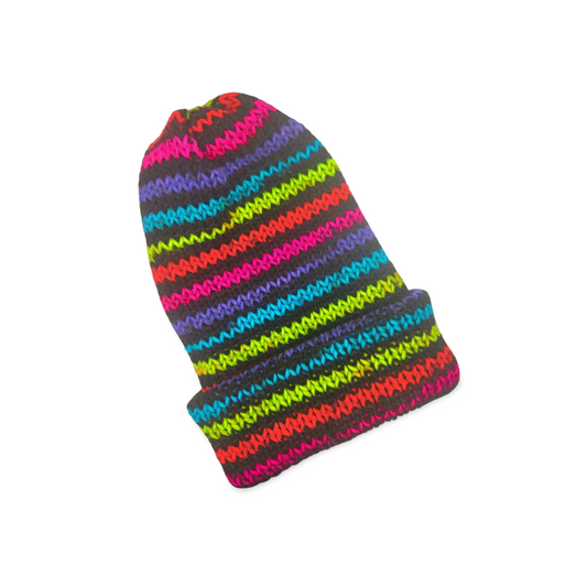 Black and Rainbow Stripes Beanie