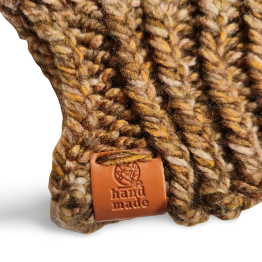 Brown Beanie with Pompom - Bianca La Luna Knits