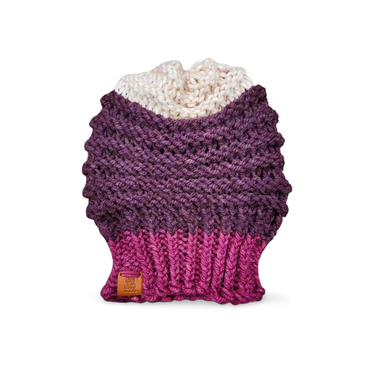 Purple and White Beanie