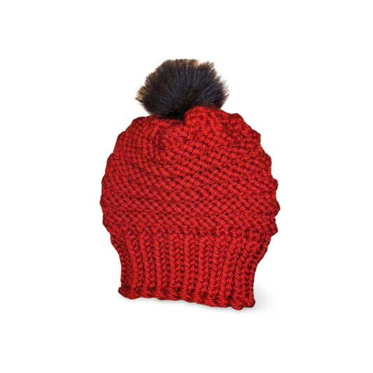Red Beanie with Pompom
