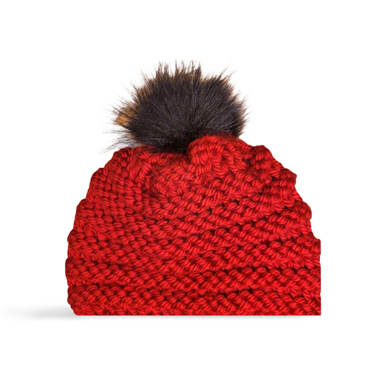 Red Beanie with Pompom