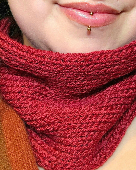 Red Merino Wool-Blend Cowl Scarf