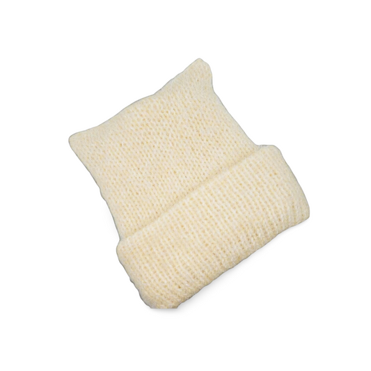 White, Furry Cat Eat Beanie